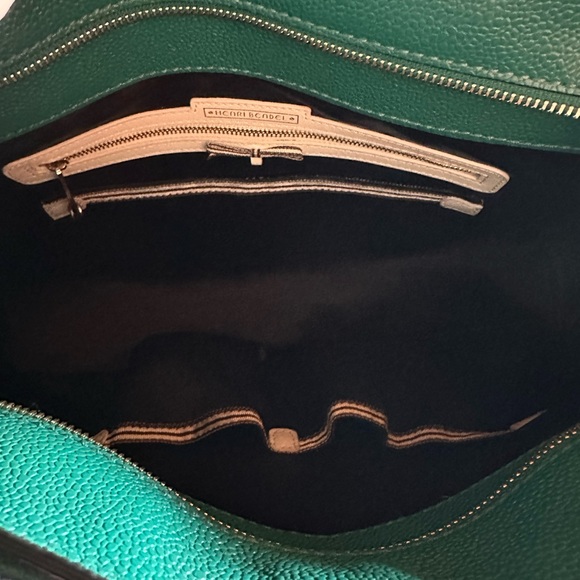 Henri Bendel Caryle Satchel- Teal Green Caviar Leather with Black Stripe - Picture 4 of 6
